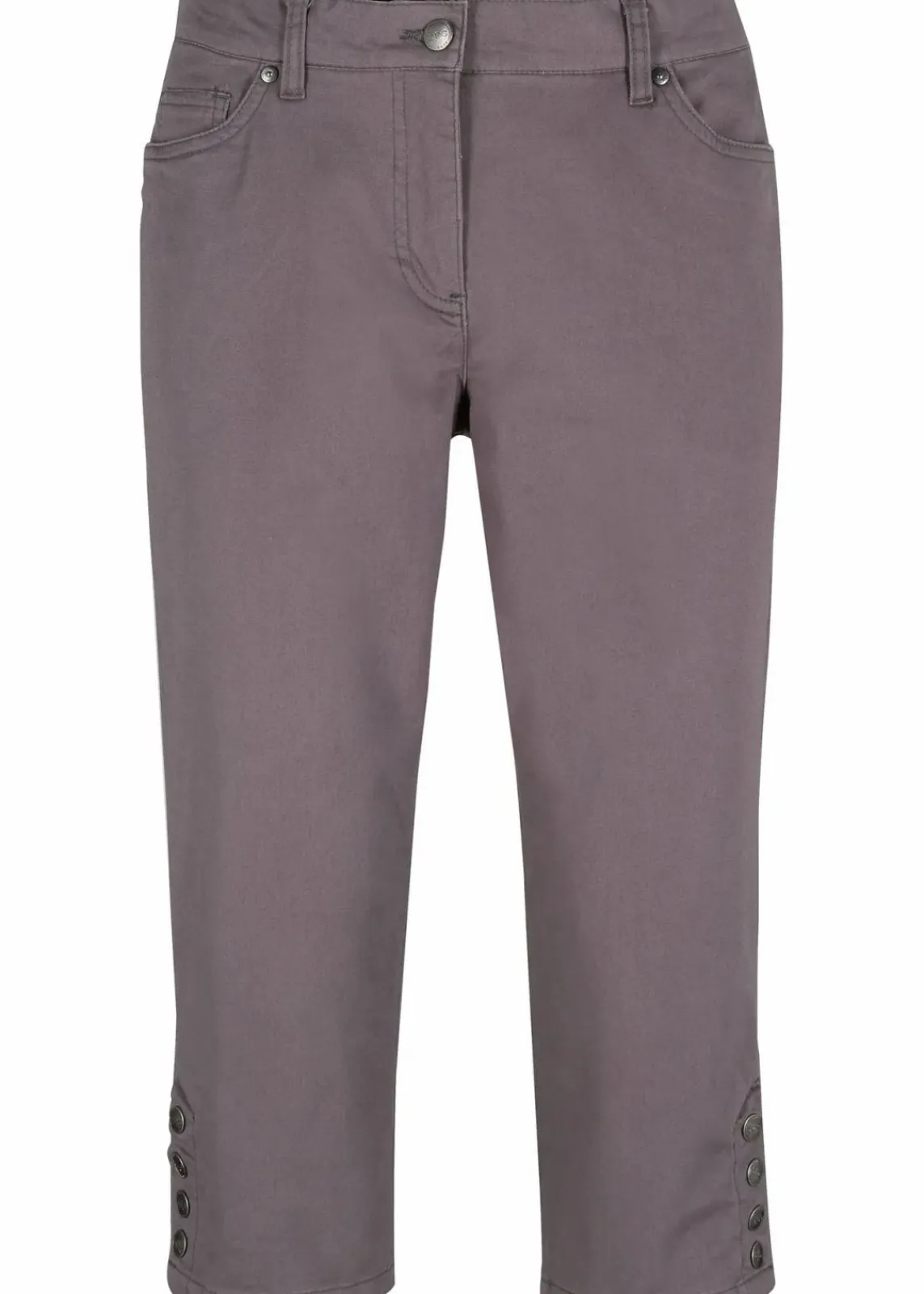 bonprix Bekleidung·Kleider|Hosen^Baumwoll-Capri-Hose mit Bequembund und Knöpfen schiefergrau