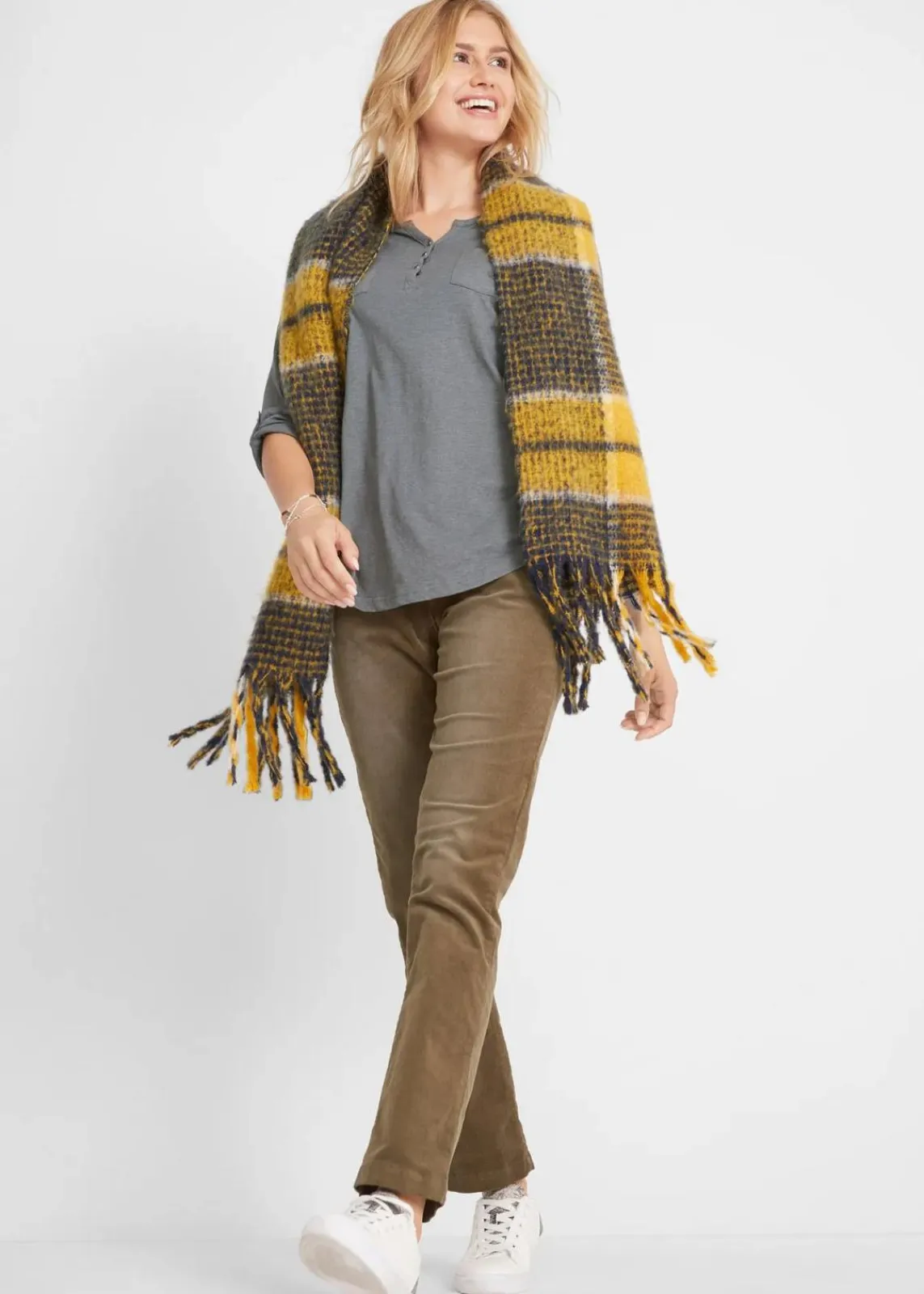 bonprix Shirts & Tops^Baumwoll-Henleyshirt mit Knopfleiste rauchgrau meliert