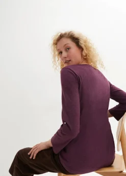 bonprix Shirts & Tops^Baumwoll-Henleyshirt mit Knopfleiste holunderbeere meliert