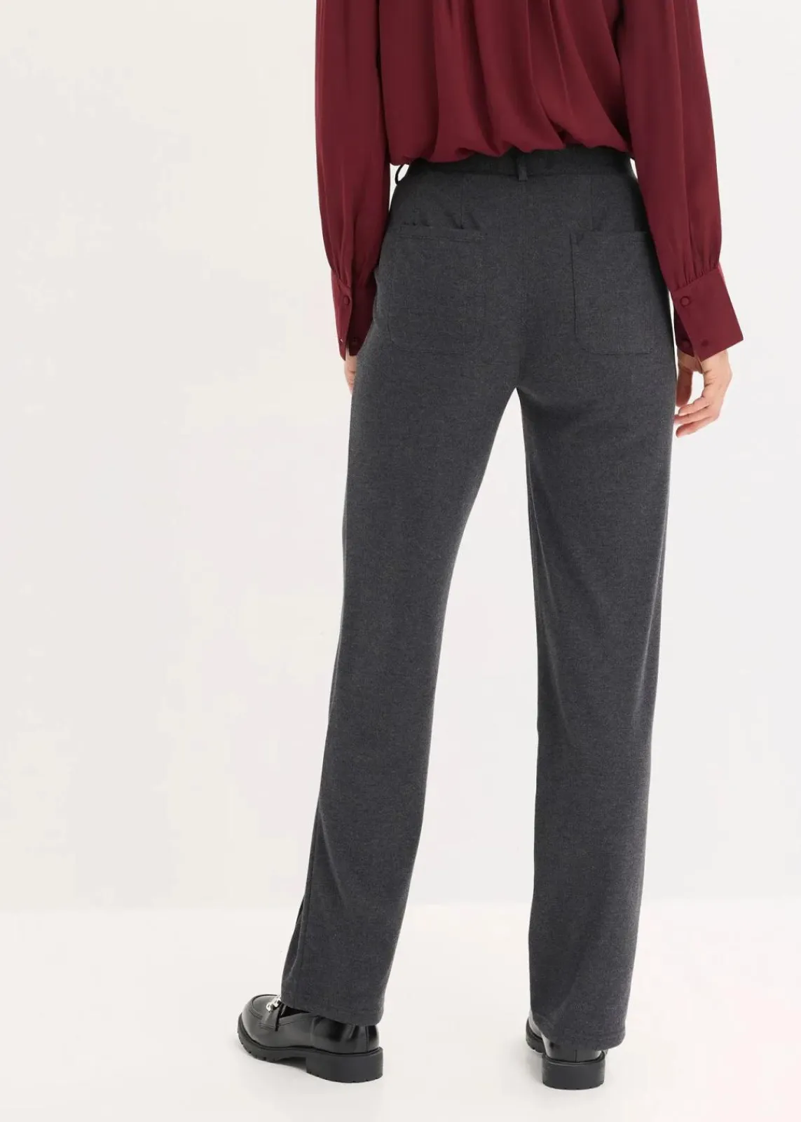 bonprix Bekleidung·Kleider|Hosen^Baumwoll-Jersey-Hose mit Biesen anthrazit meliert
