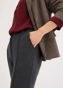 bonprix Bekleidung·Kleider|Hosen^Baumwoll-Jersey-Hose mit Biesen anthrazit meliert