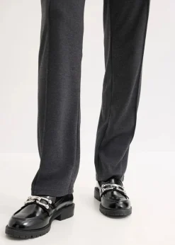 bonprix Bekleidung·Kleider|Hosen^Baumwoll-Jersey-Hose mit Biesen anthrazit meliert