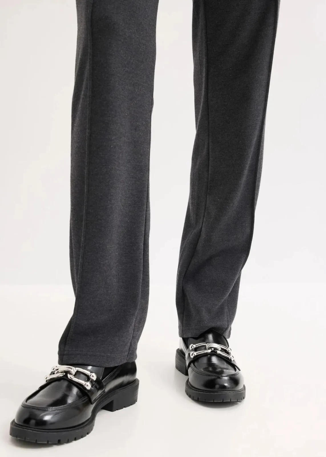 bonprix Bekleidung·Kleider|Hosen^Baumwoll-Jersey-Hose mit Biesen anthrazit meliert