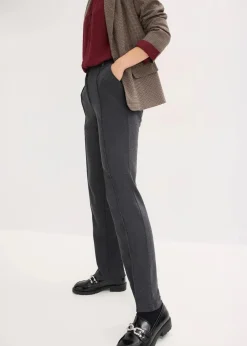 bonprix Bekleidung·Kleider|Hosen^Baumwoll-Jersey-Hose mit Biesen anthrazit meliert