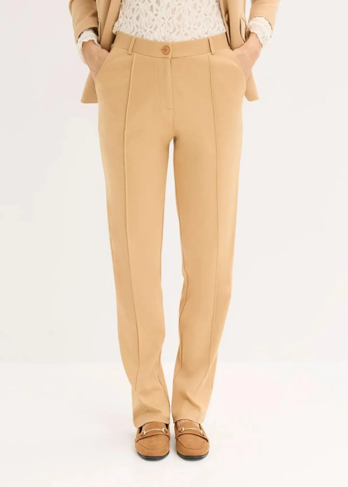 bonprix Hosen|Bekleidung·Kleider^Baumwoll-Jersey-Hose mit Biesen cappuccino