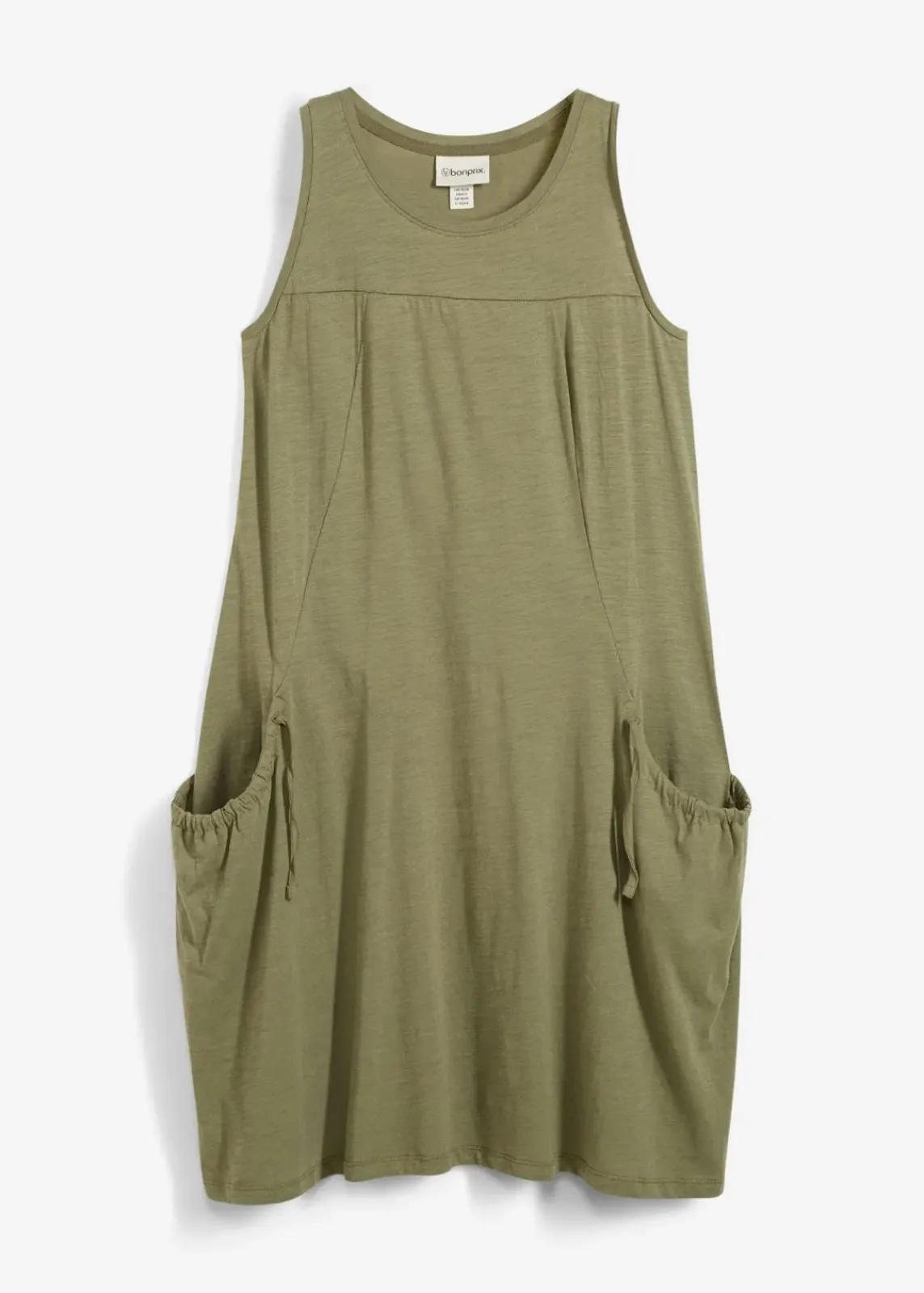 bonprix Bekleidung·Pullover & Strickjacken|Kleider^Baumwoll-Jerseykleid mit Taschen oliv