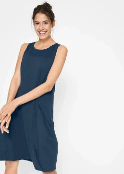 bonprix Bekleidung·Pullover & Strickjacken|Kleider^Baumwoll-Jerseykleid mit Taschen dunkelblau