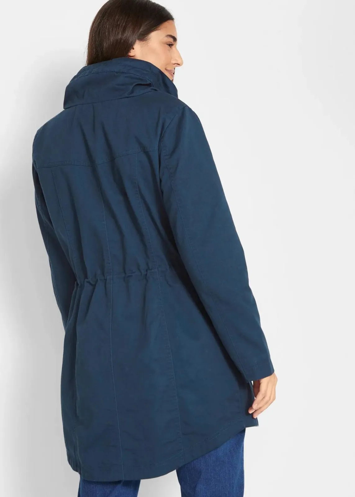 bonprix Bekleidung·Hosen|Jacken & Mäntel^Baumwoll-Kurzparka mit Stehkragen, talliert dunkelblau