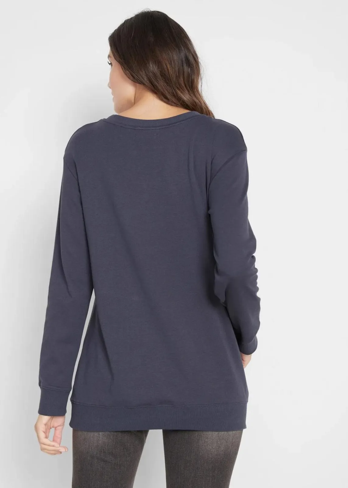 bonprix Shirts & Tops^Baumwoll-Langarmshirt, bedruckt nachtblau/weiß bedruckt