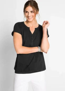 bonprix Shirts & Tops^Baumwoll-Shirt, Kurzarm schwarz