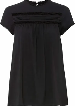 bonprix Shirts & Tops^Baumwoll-Shirt mit Spitze schwarz
