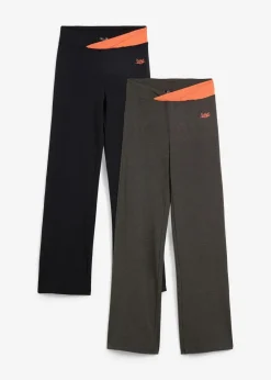 bonprix Hosen|Sportbekleidung^Baumwoll-Sporthose, Bootcut (2er Pack) anthrazit meliert+schwarz