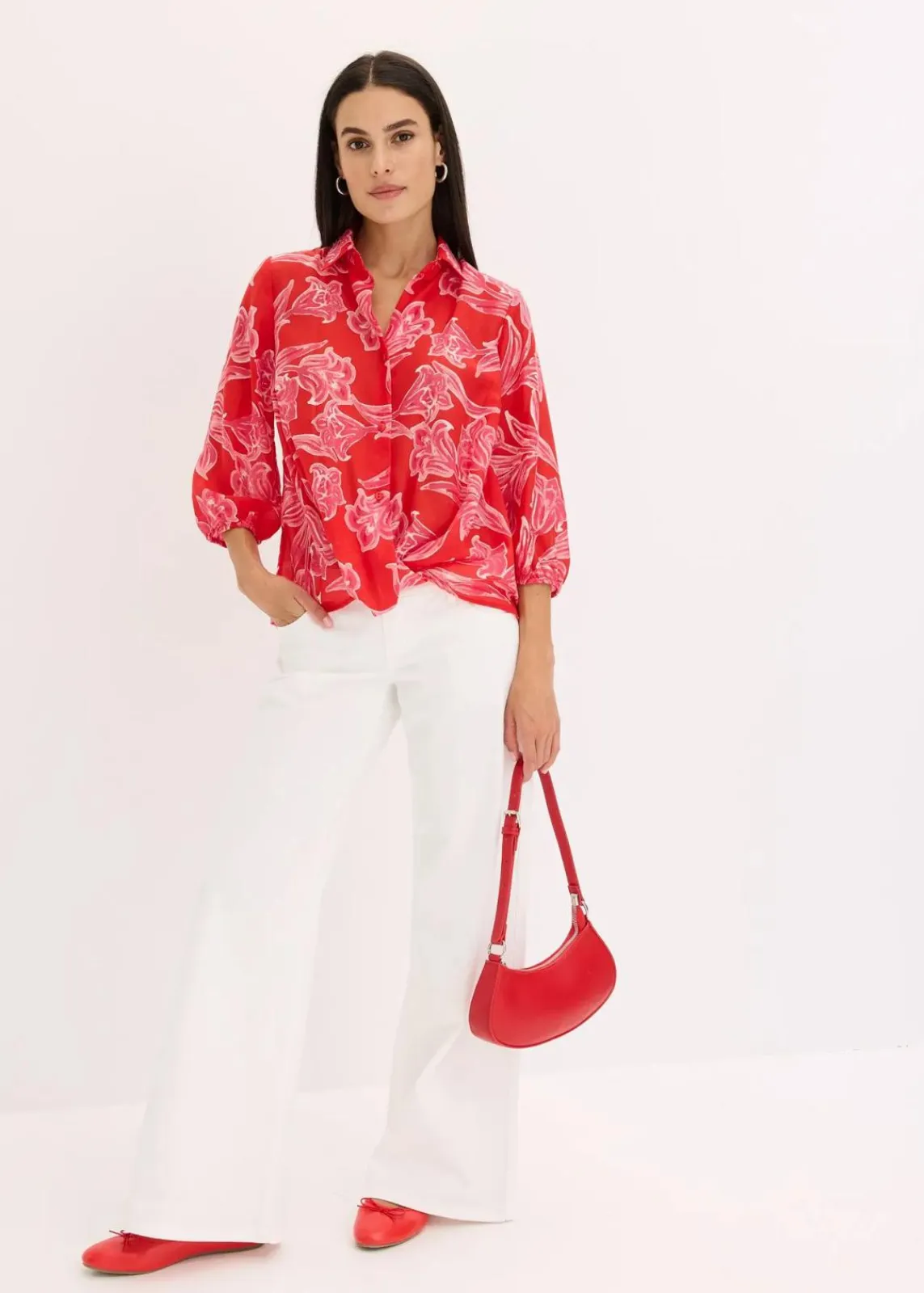 bonprix Bekleidung·Jacken & Mäntel|Blusen & Tuniken^bedruckte Bluse pink floral