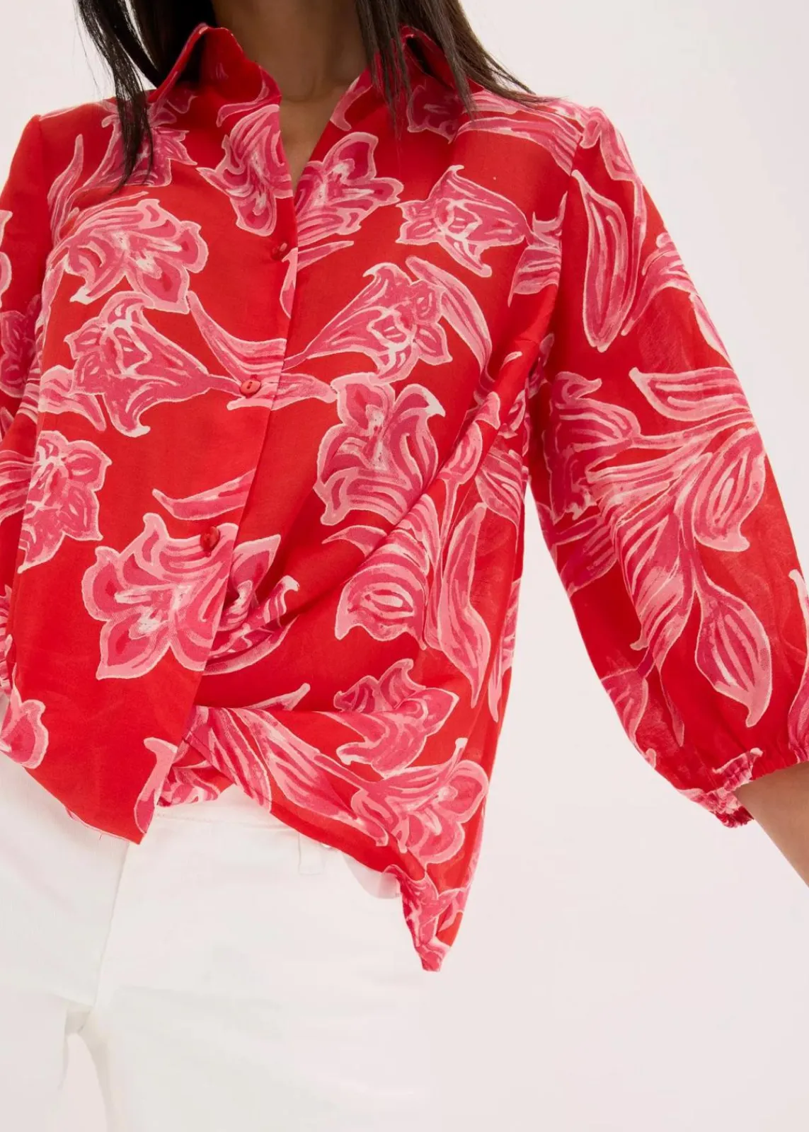 bonprix Bekleidung·Jacken & Mäntel|Blusen & Tuniken^bedruckte Bluse pink floral
