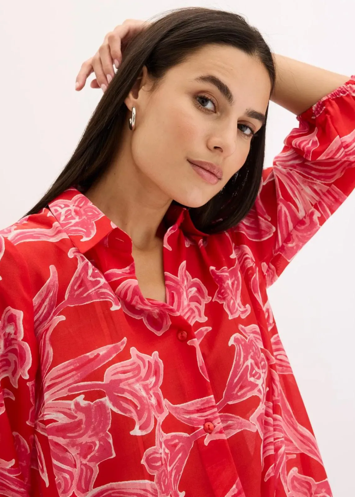 bonprix Bekleidung·Jacken & Mäntel|Blusen & Tuniken^bedruckte Bluse pink floral