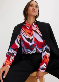 bonprix Bekleidung·Jacken & Mäntel|Nachhaltigere Materialien^bedruckte Bluse lila/schwarz/rot bedruckt