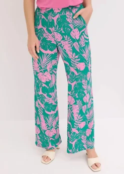 bonprix Bekleidung·Kleider|Hosen^bedruckte Hose lilapink/grün floral