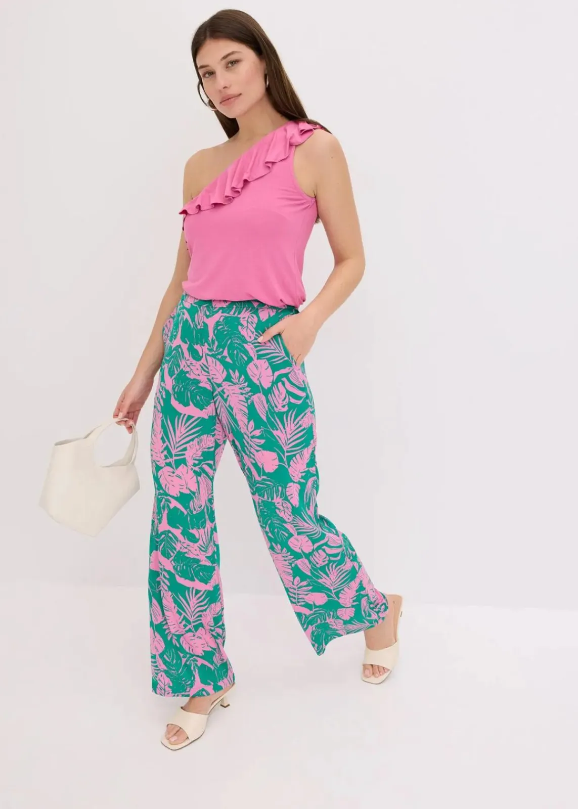 bonprix Bekleidung·Kleider|Hosen^bedruckte Hose lilapink/grün floral