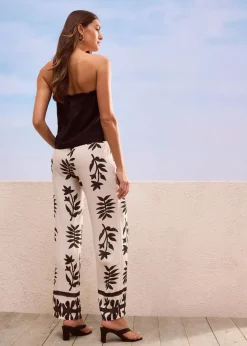 bonprix Bekleidung·Kleider|Hosen^bedruckte Hose aus fließender Viskose weiß/schwarz floral