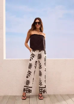 bonprix Bekleidung·Kleider|Hosen^bedruckte Hose aus fließender Viskose weiß/schwarz floral