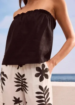 bonprix Bekleidung·Kleider|Hosen^bedruckte Hose aus fließender Viskose weiß/schwarz floral
