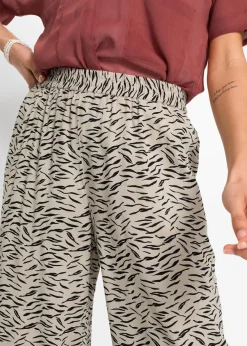 bonprix Bekleidung·Kleider|Hosen^Bedruckte Palazzo-Hose sand/schwarz zebra bedruckt