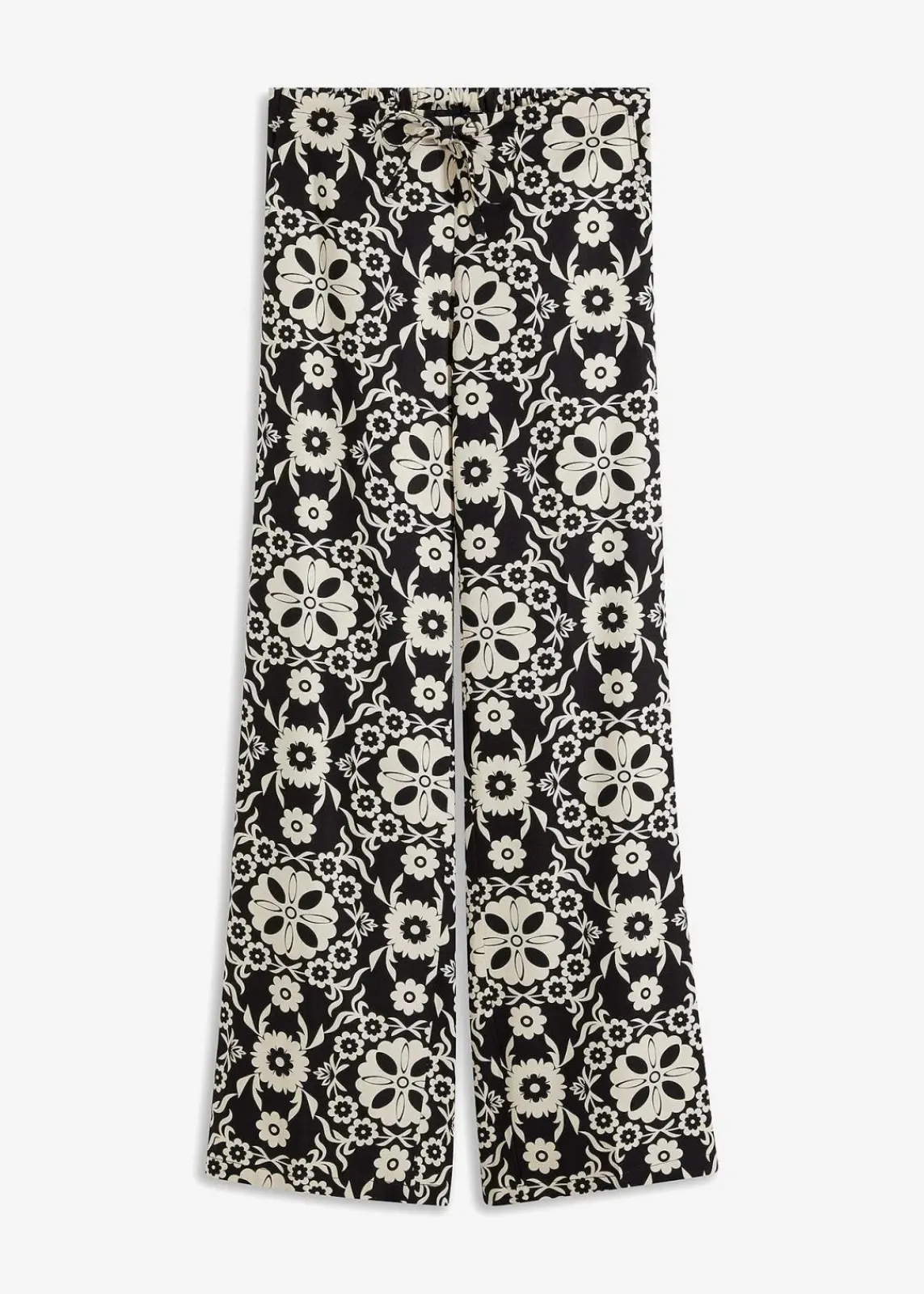 bonprix Bekleidung·Kleider|Hosen^bedruckte Schlupfhose schwarz/kieselbeige bedruckt
