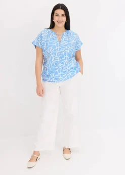 bonprix Bekleidung·Jacken & Mäntel|Blusen & Tuniken^bedruckte Tunikabluse blau/weiß bedruckt