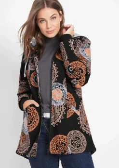 bonprix Bekleidung·Hosen|Jacken & Mäntel^Bedruckter Baumwoll-Parka mit Kapuze schwarz/kürbisorange bedruckt