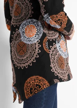 bonprix Bekleidung·Hosen|Jacken & Mäntel^Bedruckter Baumwoll-Parka mit Kapuze schwarz/kürbisorange bedruckt