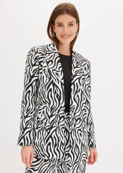 bonprix Zweiteiler & Sets|Blazer^bedruckter Blazer wollweiß/schwarz zebra bedruckt