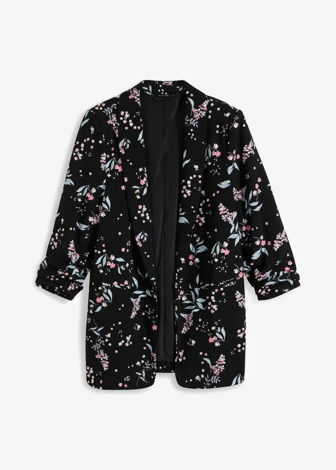 bonprix Blazer|Bekleidung·Basics^Bedruckter Longblazer schwarz geblümt