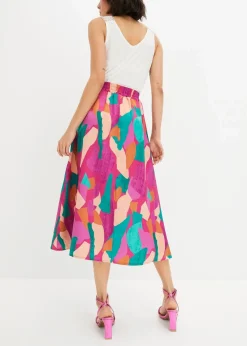 bonprix Bekleidung·Sportbekleidung|Röcke^bedruckter Satin-Rock pink/petrol bedruckt