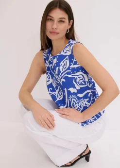 bonprix Bekleidung·Jacken & Mäntel|Blusen & Tuniken^bedrucktes Blusentop blau/weiß floral