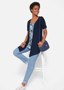 bonprix Shirts & Tops|Nachhaltigere Materialien^Bedrucktes 2in1 Shirt mit Rundhals dunkelblau paisley