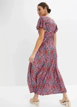 bonprix Bekleidung·Pullover & Strickjacken|Kleider^Bedrucktes Jersey-Maxikleid rosa floral