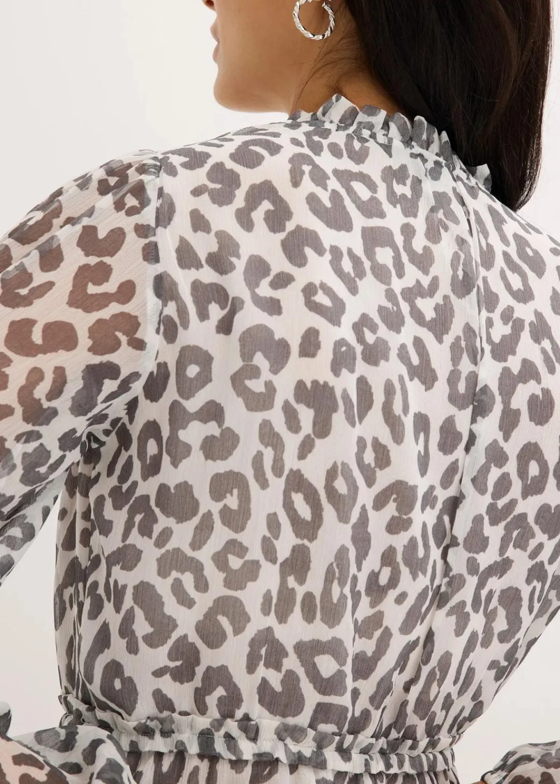 bonprix Kleider|Nachhaltigere Materialien^bedrucktes Kleid wollweiß/anthrazit leo bedruckt