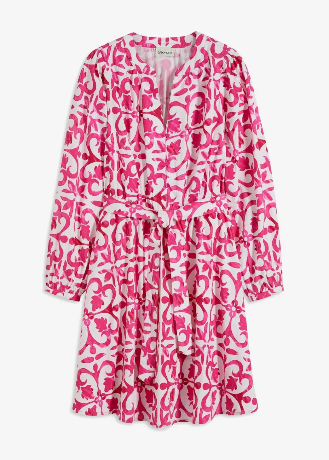 bonprix Kleider|Bekleidung·Pullover & Strickjacken^bedrucktes Kleid pink bedruckt