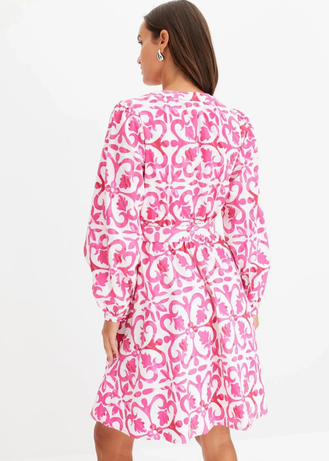 bonprix Kleider|Bekleidung·Pullover & Strickjacken^bedrucktes Kleid pink bedruckt