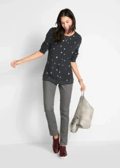bonprix Shirts & Tops^Bedrucktes Langarmshirt aus Baumwolle schwarz bedruckt