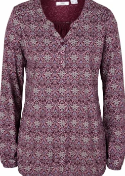 bonprix Shirts & Tops^Bedrucktes Langarmshirt mit Henley-Kragen beere