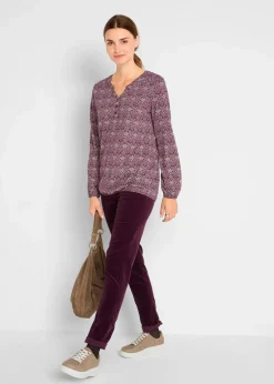bonprix Shirts & Tops^Bedrucktes Langarmshirt mit Henley-Kragen beere