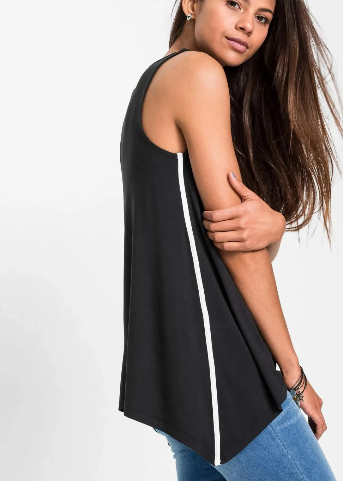 bonprix Shirts & Tops^Bedrucktes Long-Top schwarz/weiß bedruckt
