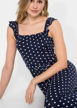 bonprix Nachhaltigere Materialien|Kleider^Bedrucktes Maxikleid dunkelblau gepunktet