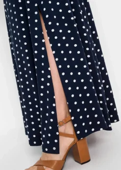 bonprix Nachhaltigere Materialien|Kleider^Bedrucktes Maxikleid dunkelblau gepunktet