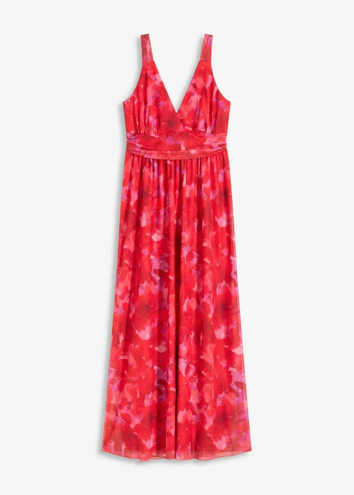 bonprix Kleider|Bekleidung·Pullover & Strickjacken^bedrucktes Maxikleid aus softem Mesh rot floral