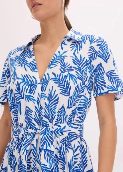 bonprix Nachhaltigere Materialien|Kleider^bedrucktes Maxikleid aus fließender Viskose weiß/blau floral