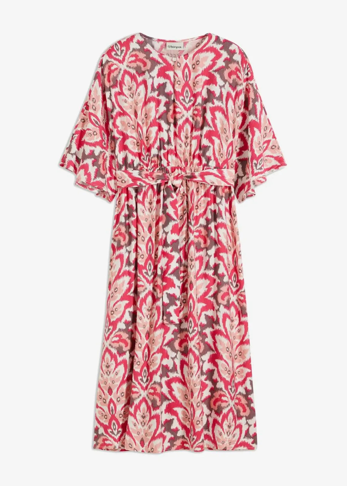 bonprix Kleider^bedrucktes Midikleid aus Viskose-Mix pink floral