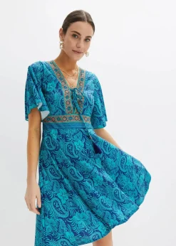 bonprix Kleider|Bekleidung·Pullover & Strickjacken^bedrucktes Minikleid türkis paisley