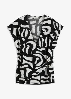 bonprix Zweiteiler & Sets|Shirts & Tops^bedrucktes Shirt schwarz/wollweiß graphisch bedruckt